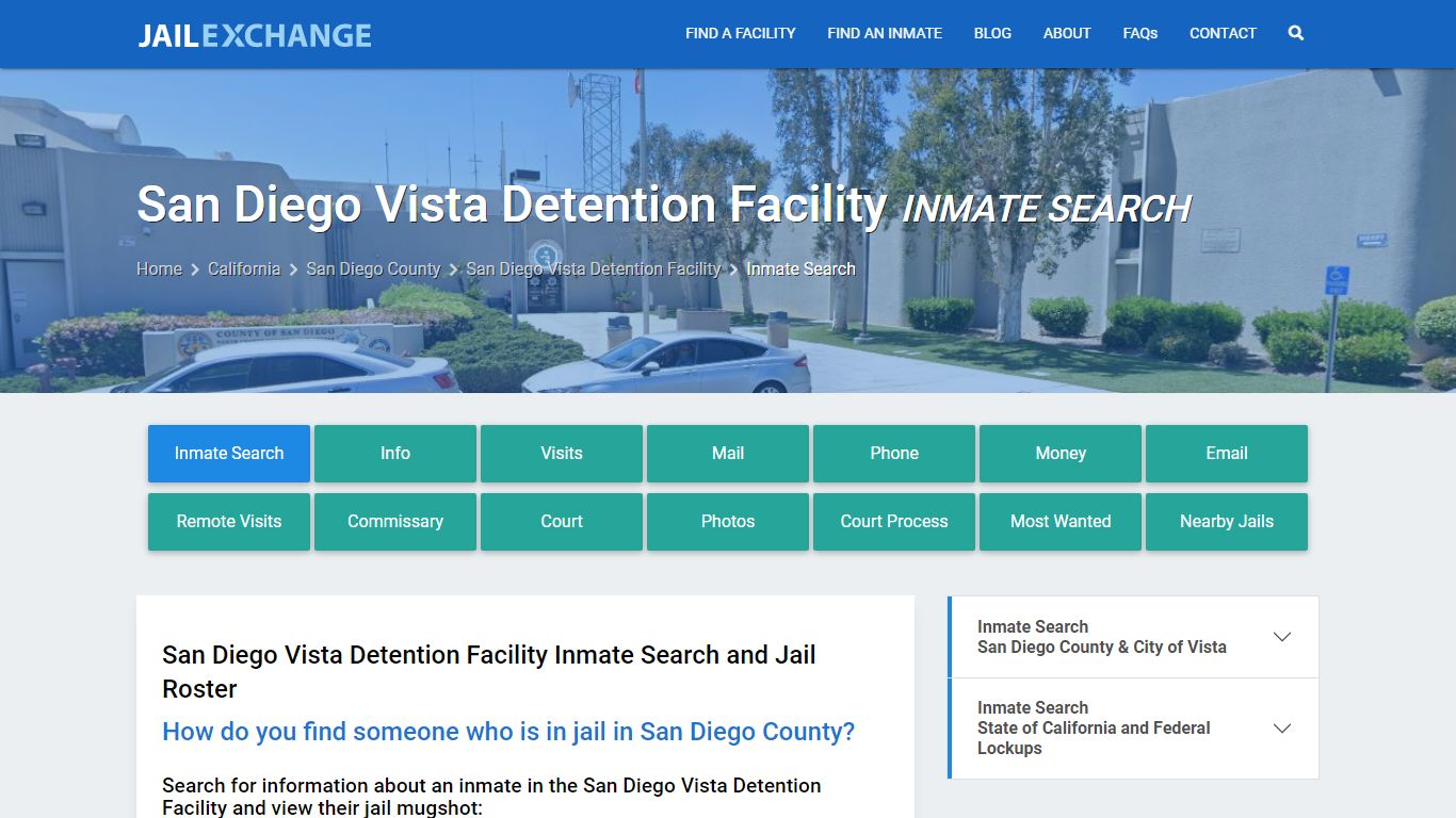 San Diego Vista Detention Facility Inmate Search - Jail Exchange